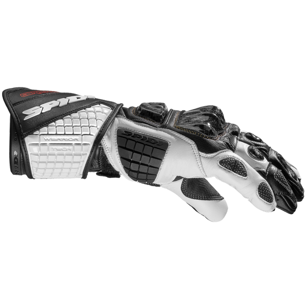 Spidi Carbo Track Evo racing leather gloves in black and white, part A203011