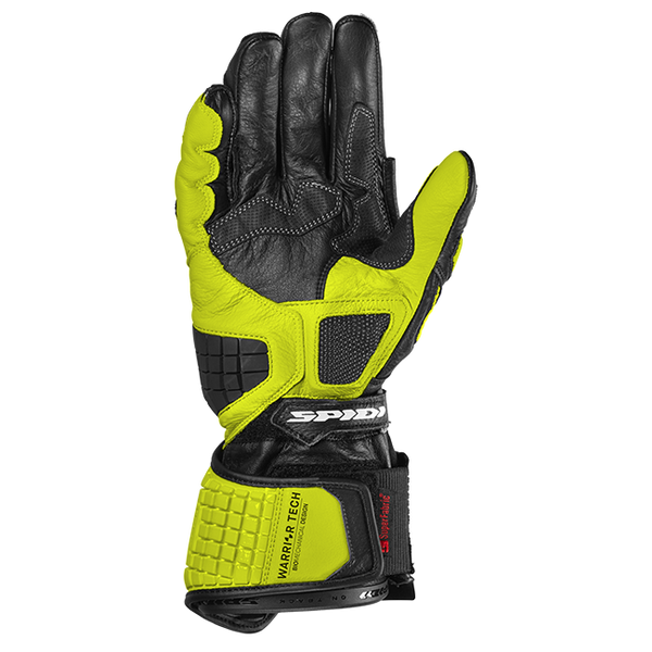 Spidi Carbo Track Evo racing leather gloves in black and fluo yellow, men's A203394