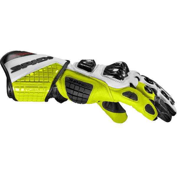 Spidi Carbo Track Evo racing leather gloves in black and fluo yellow, men's A203394