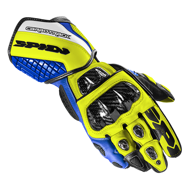 Spidi Carbo Track Evo racing leather gloves men's blue yellow A203477