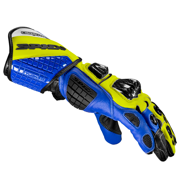 Spidi Carbo Track Evo racing leather gloves men's blue yellow A203477