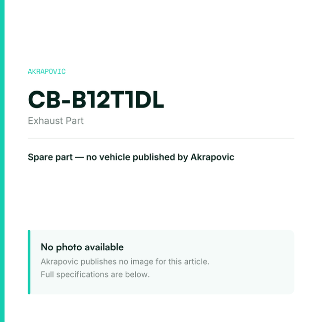 Akrapovic Exhaust Part CB-B12T1DL — placeholder, no manufacturer photo available