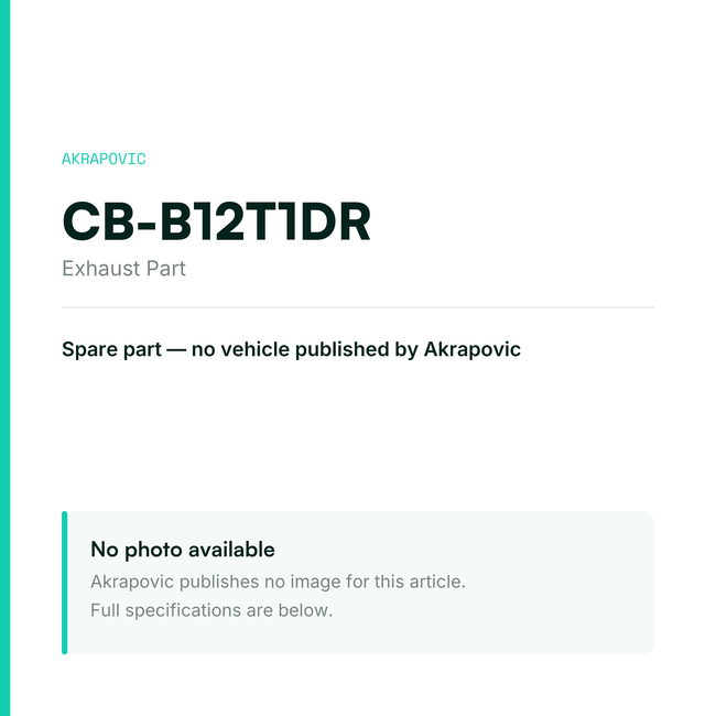 Akrapovic Exhaust Part CB-B12T1DR — placeholder, no manufacturer photo available