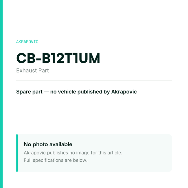Akrapovic Exhaust Part CB-B12T1UM — placeholder, no manufacturer photo available
