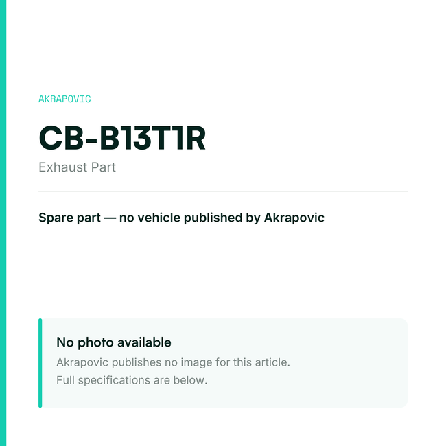 Akrapovic Exhaust Part CB-B13T1R — placeholder, no manufacturer photo available