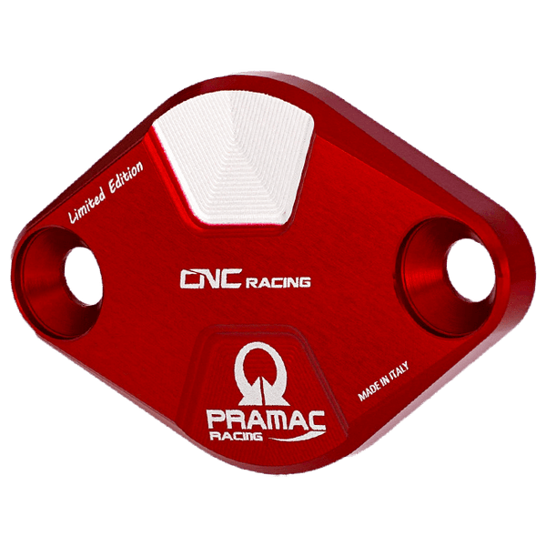 CNC Racing Pramac Racing Limited Edition timing inspection cover for Ducati Panigale V4/S 2025-2026, anodised billet aluminium