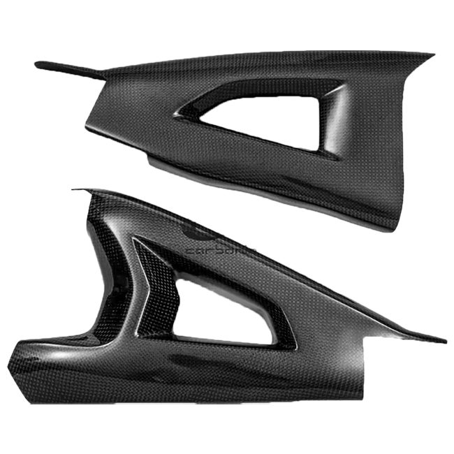 Carbonin carbon swingarm covers for Kawasaki ZX-10 R/RR 2016-2020 natural weave finish