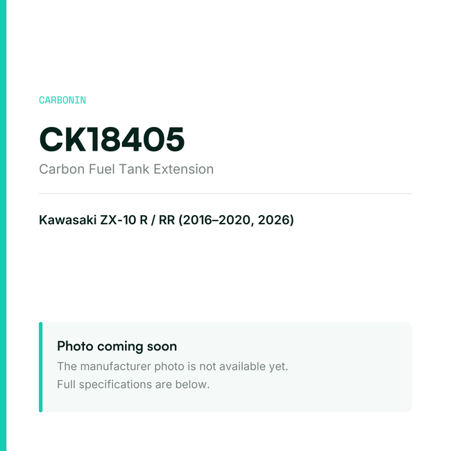 Carbonin Carbon Fuel Tank Extension Kawasaki ZX-10 R/RR (2016-2020, 2026) CK18405 — placeholder, product photo coming so
