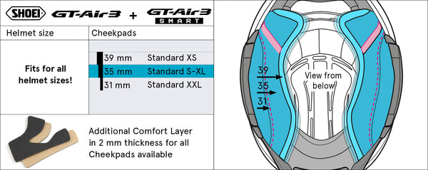 Shoei Cheek Pads 35mm Type-R for GT-Air3