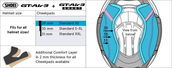 Shoei Cheek Pads 39mm Type-R for GT-Air3