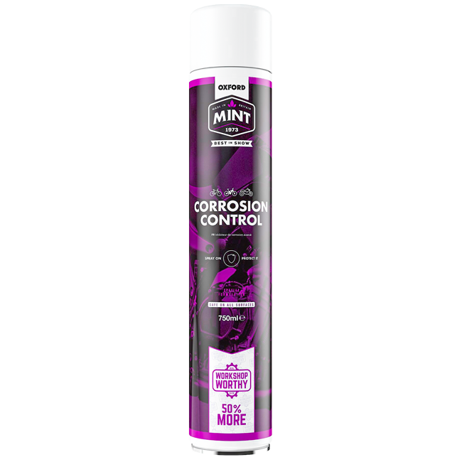 Oxford Mint Corrosion Control 750ml aerosol spray can for motorcycle rust protection