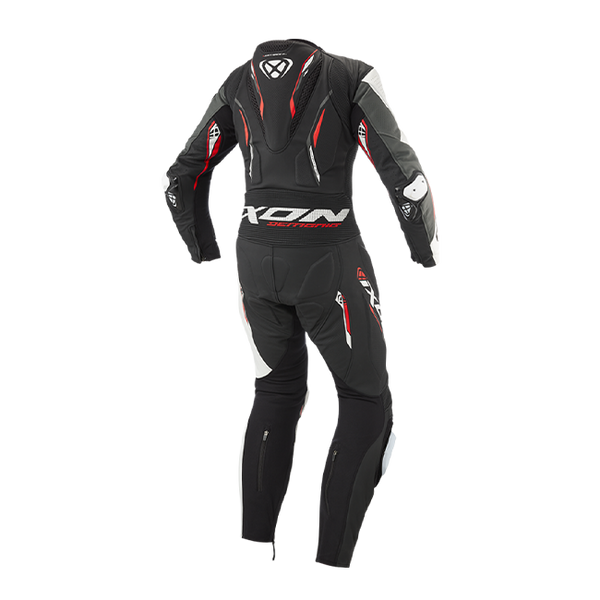 IXON Demonio men's one-piece perforated leather race suit in black, white and red