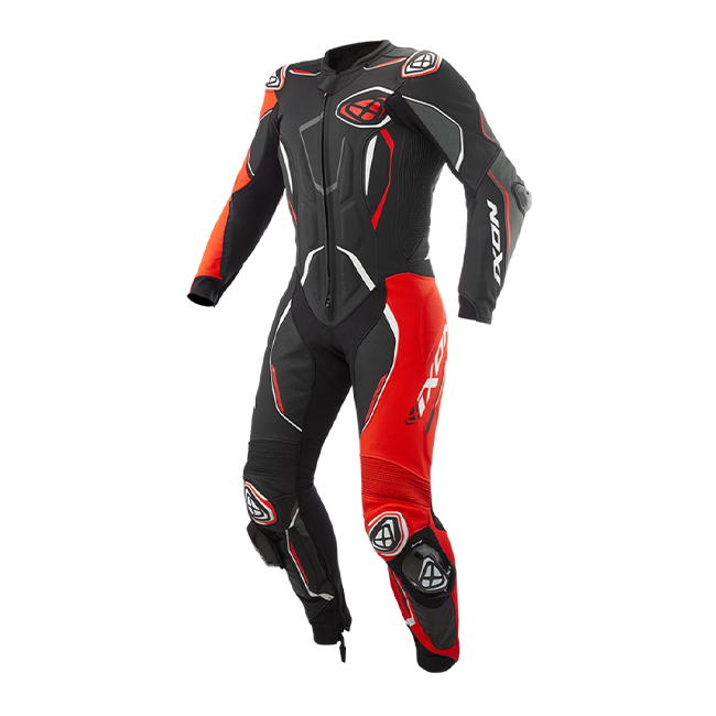 IXON Demonio one-piece leather race suit men's Red/Black/White perforated