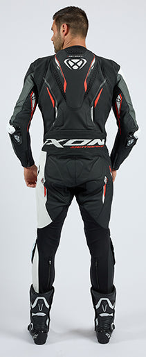 IXON Demonio one-piece leather race suit men's Red/Black/White perforated