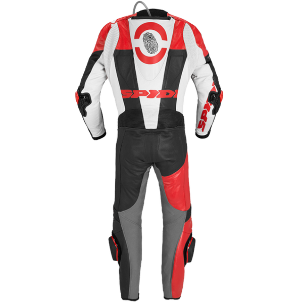 Spidi DP-Progressive one-piece leather race suit in red, perforated, men's