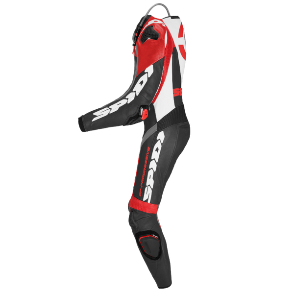 Spidi DP-Progressive one-piece leather race suit in red, perforated, men's