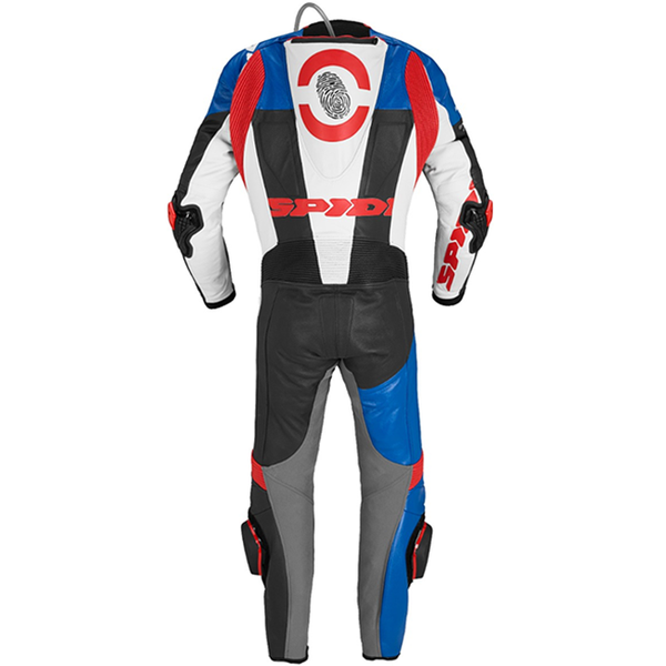 Spidi DP-Progressive one-piece leather race suit in blue and grey — men's perforated track suit Y161238