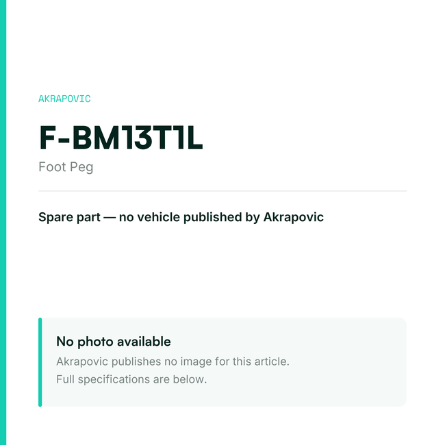 Akrapovic Foot Peg F-BM13T1L — placeholder, no manufacturer photo available