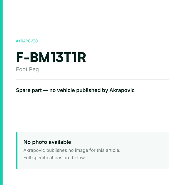 Akrapovic Foot Peg F-BM13T1R — placeholder, no manufacturer photo available