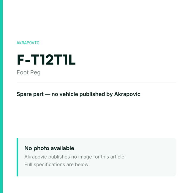 Akrapovic Foot Peg F-T12T1L — placeholder, no manufacturer photo available