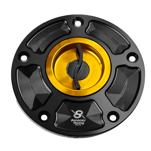 Bonamici Racing FC070 quick-release fuel cap for Kawasaki ZX-10R/RR in anodised finish
