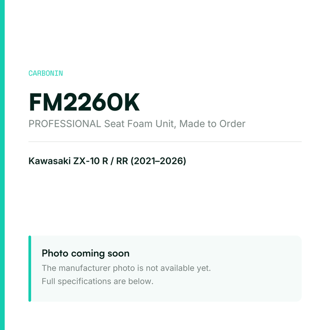 Carbonin PROFESSIONAL Seat Foam Unit Kawasaki ZX-10 R/RR (2021-2026) FM2260K — placeholder, product photo coming soon