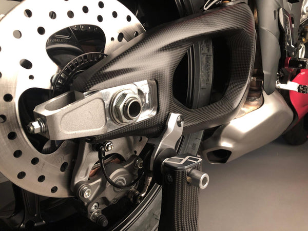 LighTech FTEDU001 roller stand bobbins for Ducati Panigale V4 swingarm, silver