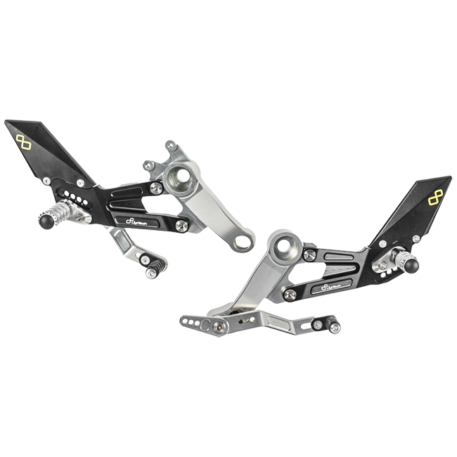 LighTech FTRAP007 black anodised aluminium rearset kit for Aprilia RS 660