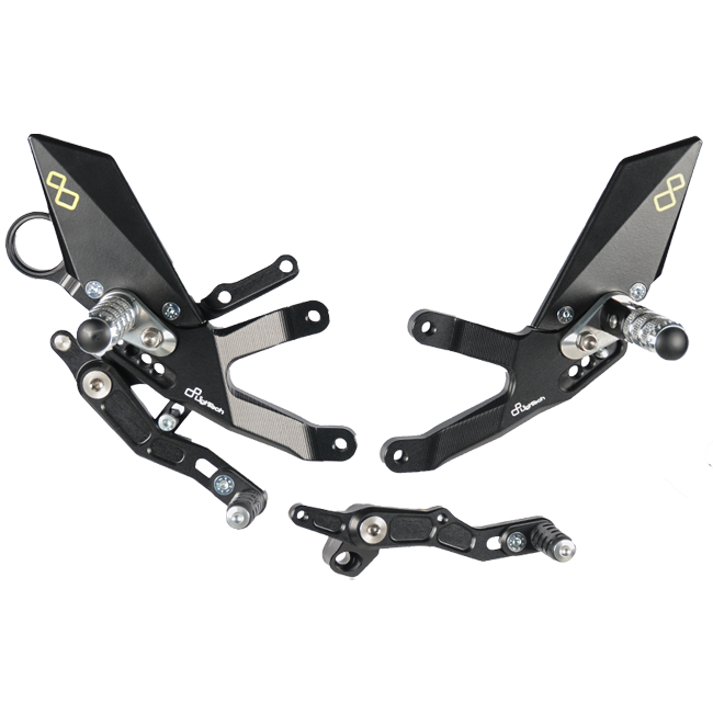 LighTech FTRBM004/W rearset kit for BMW S1000RR K46 2015-2018, silver CNC Ergal aluminium
