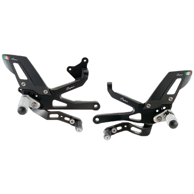 LighTech FTRDU012/W rearset kit in silver for Ducati Panigale V4/S/R
