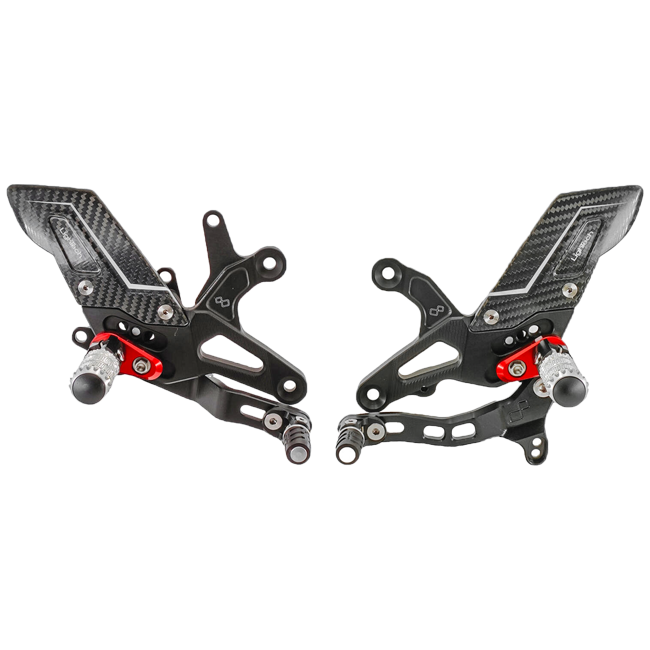 LighTech FTRKA008R R rearset in red and silver for Kawasaki ZX-6R 636 RR 2005 to 2026