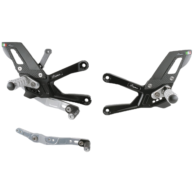 LighTech FTRYA016 CNC aluminium rearset for Yamaha YZF-R1/M 2015–2026, silver finish