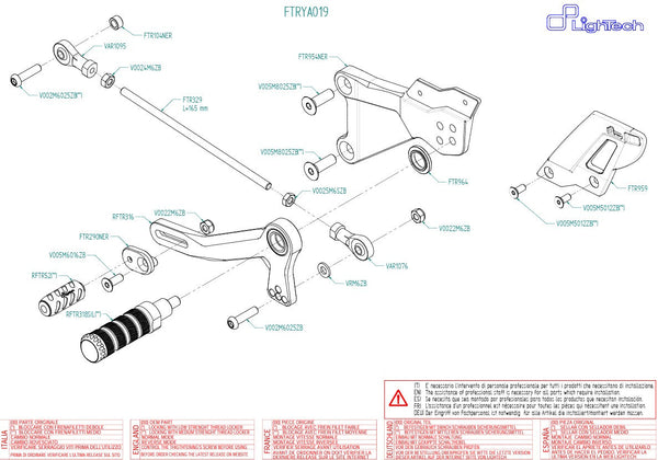 LighTech FTRYA019 track-use rearsets for Yamaha YZF-R3 CNC aluminium
