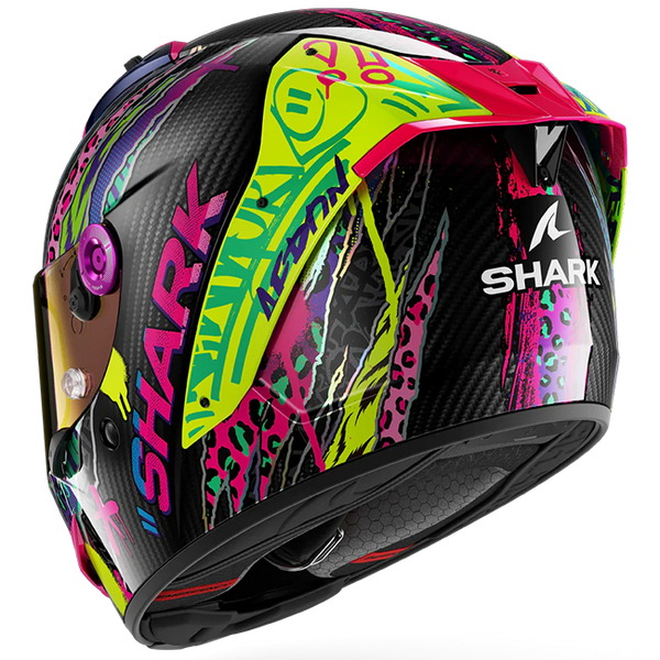 Shark Aeron full-face helmet in Fawn DVY colourway – black, yellow, rose and purple
