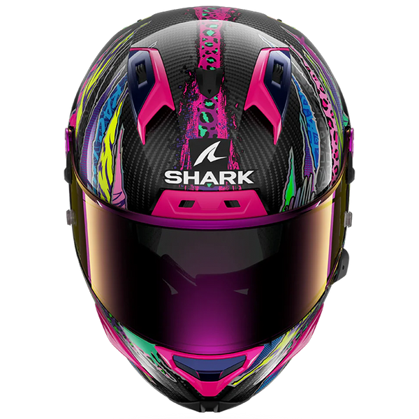 Shark Aeron full-face helmet in Fawn DVY colourway – black, yellow, rose and purple