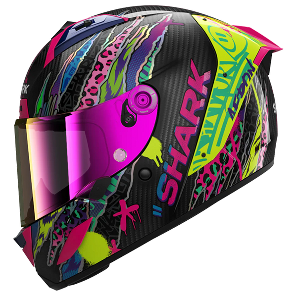 Shark Aeron full-face helmet in Fawn DVY colourway – black, yellow, rose and purple