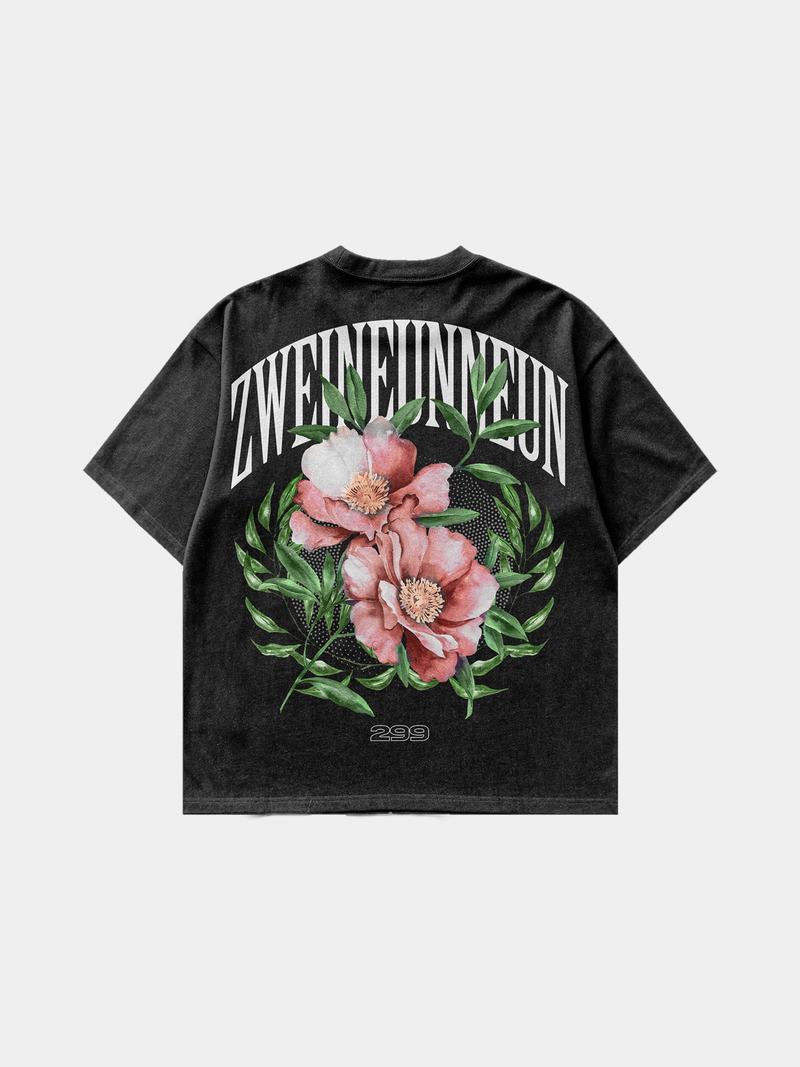 zweineunneun Corallae Paeonia Tee in black – front
