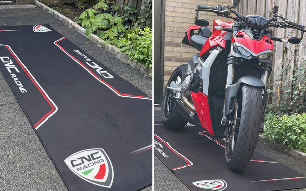 CNC Racing GA016B motorcycle garage and pit lane mat 226 x 80 cm with racing livery