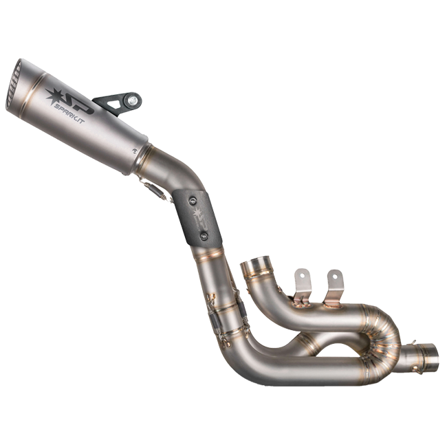 Spark GRID-O titanium slip-on silencers and stainless steel mid-pipe on Ducati Panigale V4