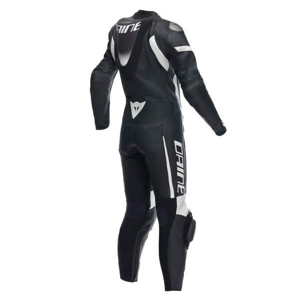 Dainese Grobnik Lady one-piece leather suit in black and white, perforated race suit for women