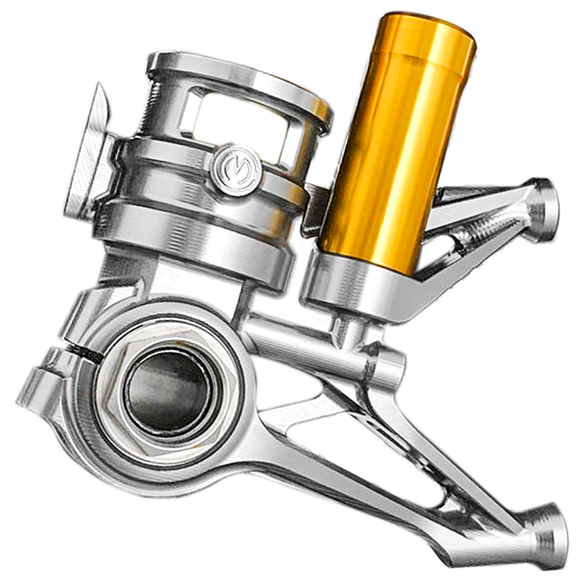 Motocorse CNC GP Style 100 mm fork foot set for Ducati Panigale V4 in anodised aluminium