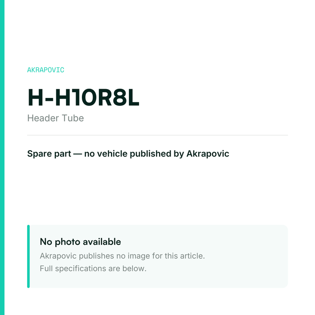 Akrapovic Header Tube H-H10R8L — placeholder, no manufacturer photo available