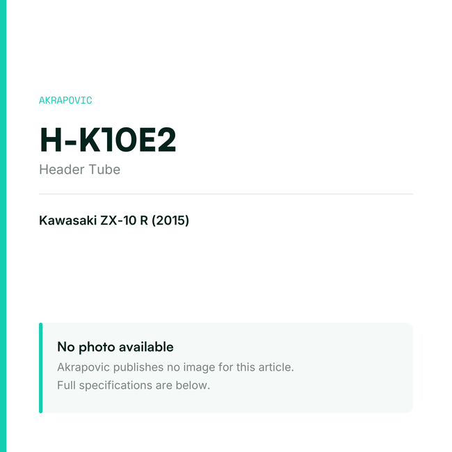 Akrapovic Header Tube H-K10E2 — placeholder, no manufacturer photo available