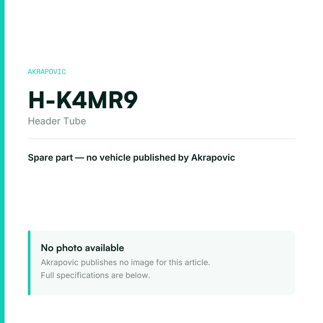 Akrapovic Header Tube H-K4MR9 — placeholder, no manufacturer photo available
