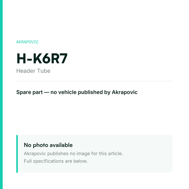 Akrapovic Header Tube H-K6R7 — placeholder, no manufacturer photo available