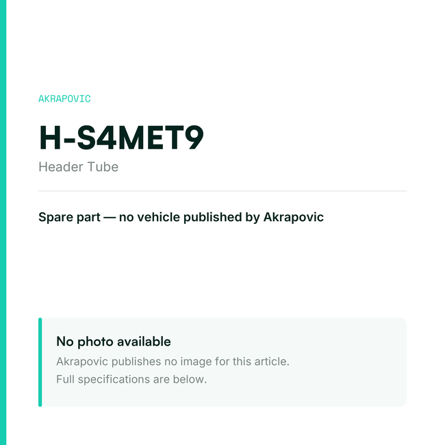Akrapovic Header Tube H-S4MET9 — placeholder, no manufacturer photo available