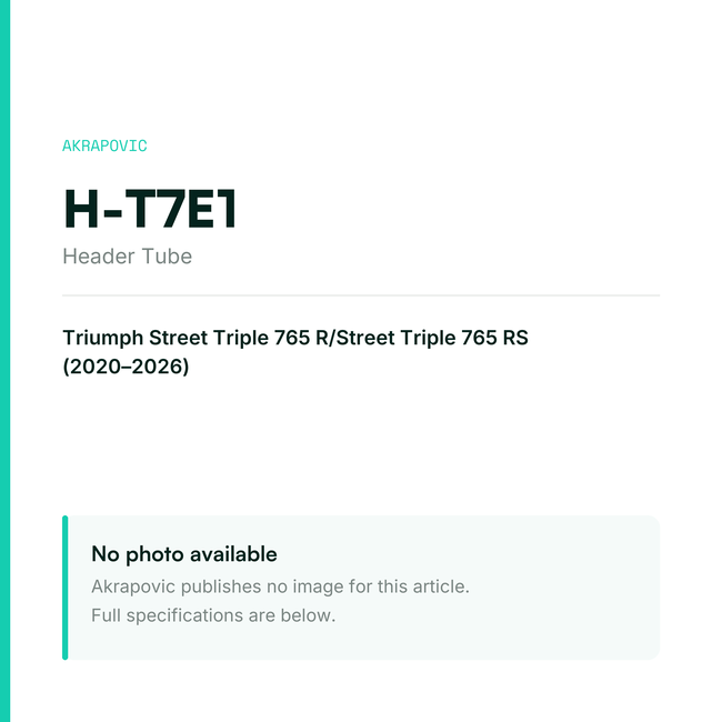 Akrapovic Header Tube H-T7E1 — placeholder, no manufacturer photo available