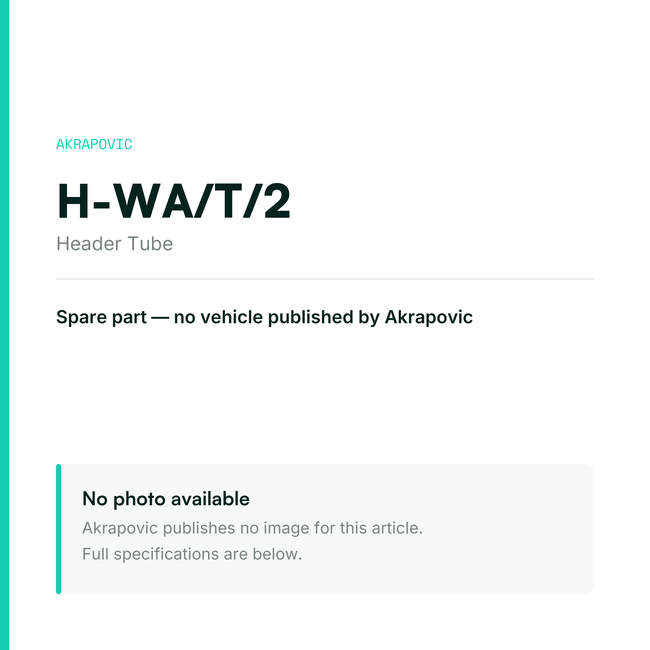 Akrapovic Header Tube H-WA/T/2 — placeholder, no manufacturer photo available