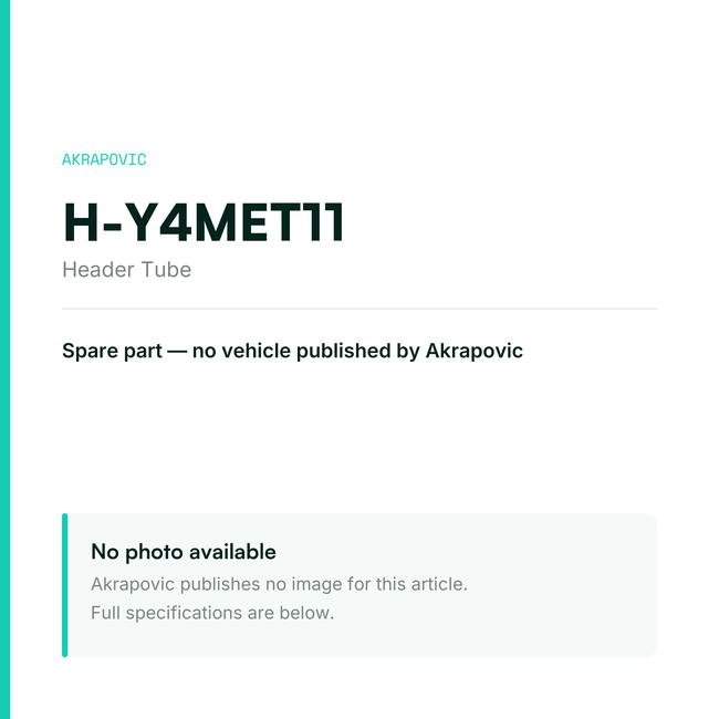 Akrapovic Header Tube H-Y4MET11 — placeholder, no manufacturer photo available