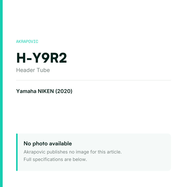 Akrapovic Header Tube H-Y9R2 — placeholder, no manufacturer photo available